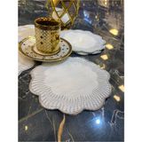 Bonny Home Shems Gümüş 6'lı Linen Keten Kahve Yanı Kokteyl Sunum Parti Peçetesi Nakış Işlemeli Sunumluk - 15 x 15 cm