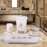 Bonny Home Shems Krem 6 Prç Dantelli Banyo Kirli Çamaşır Sepeti Seti + Banyo Paspası Seti