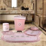 Bonny Home Shems Pudra 6 Prç Dantelli Banyo Kirli Çamaşır Sepeti Seti + Banyo Paspası Seti