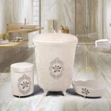 Bonny Home Shems Vizon 3lü Kadife Çeyizlik Dantelli Banyo Kirli Çamaşır Sepeti Seti