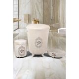 Bonny Home Shems Vizon 3'lü Kadife Dantelli Banyo Kirli Çamaşır Sepeti Seti