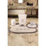 Bonny Home Shems Vizon Dantelli Banyo Kirli Çamaşır Sepeti Seti, 6 Parça, Banyo Paspası Seti Dahil