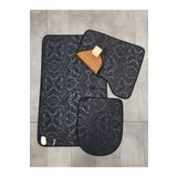 Bonny Home Siyah Ultrasoft Desenli 3'lü Klozet Takımı Banyo Halısı Paspası Seti