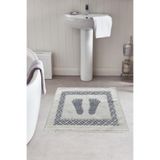 Bonny Home Soffy Doğal Pamuklu Gri & Krem Ayak Paspası, 50x70 cm, Banyo Havlusu
