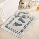 Bonny Home Soffy Krem & Gri 2 Adet 50 x 70 cm Banyo Paspası Doğal Pamuk Ayak Paspası Ayak Havlusu - Krem - Gri