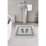 Bonny Home Soffy Pamuklu Gri & Krem Ayak Paspası Ayak Havlusu 50X70 cm Banyo Paspası