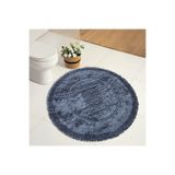 Bonny Home Spagetti Antrasit Yuvarlak Banyo Halısı, 80x80 cm,%100 Pamuk Dokuma, Makinede Yıkanabilir