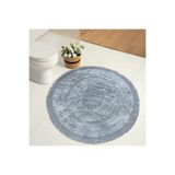 Bonny Home Spagetti Gri Yuvarlak Banyo Halısı, 60x60 cm,%100 Pamuk Dokuma, Makinede Yıkanabilir