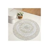 Bonny Home Spagetti Krem Yuvarlak Oda Banyo Halısı Makinede Yıkanabilir %100 Pamuk Dokuma