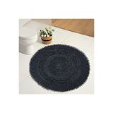 Bonny Home Spagetti Siyah Yuvarlak Banyo Halısı, 100x100 cm,%100 Pamuk Dokuma, Makinede Yıkanabilir