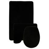 Bonny Home Ultrasoft 3'lü Banyo Halısı Paspası Seti, 60x90 cm, Siyah, Kaymaz Tabanlı Klozet Takımı