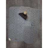 Bonny Home Ultrasoft Desenli 3Lu Gri Klozet Takimi Banyo Halisi Paspasi Seti