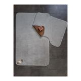 Bonny Home Ultrasoft Düz Gümüş Gri 2'li Banyo Halısı Paspası Seti Kaymaz Deri Tabanlı Yıkanabilir Klozet Takımı