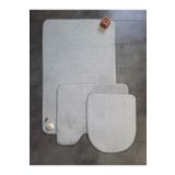 Bonny Home Ultrasoft Düz Gümüş Gri 3’lü Banyo Paspası Halısı Seti Kaymaz Tabanlı Yıkanabilir Klozet Takımı