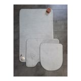 Bonny Home Ultrasoft Düz Gümüş Gri 3'lü Banyo Paspası Seti, Kaymaz Tabanlı, Yıkanabilir Klozet Takımı