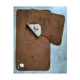 Bonny Home Ultrasoft Düz Kahve 2'li Banyo Halısı Paspası Seti Kaymaz Deri Tabanlı Yıkanabilir Klozet Takımı