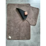 Bonny Home Ultrasoft Düz Kapuçino 2'li Banyo Halısı Paspası Seti Kaymaz Deri Tabanlı Yıkanabilir Klozet Takımı