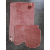 Bonny Home Ultrasoft Düz Pudra 3’lü Banyo Halısı Paspası Seti Kaymaz Taban Makinede Yıkanabilir Klozet Takımı