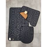 Bonny Home Ultrasoft Siyah Deri Tabanlı, Su Emici ve Kaymaz Modern Desenli 3'lü Banyo ve Klozet Paspas Takımı