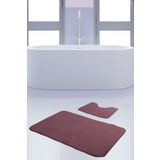 Bonny Home Unicolor Düz Mürdüm 2li Banyo Paspası Halısı Seti Kaymaz Taban Klozet Takımı