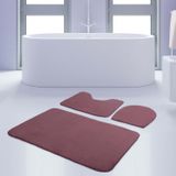 Bonny Home Unicolor Düz Mürdüm 3lü Banyo Paspası Halısı Seti Kaymaz Klozet Takımı