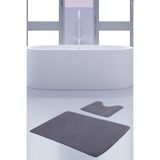 Bonny Home Unicolor Gri 2li Banyo Paspası Seti, 60x90 cm + 50x60 cm, Kaymaz Klozet Taban Takımı