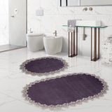 Bonny Home Venüs Gri 2'li Dantelli Banyo Paspası Seti Çeyizlik Klozet Takımı - 75 x 55 cm