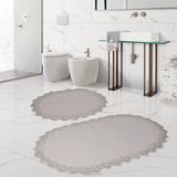Bonny Home Venüs Krem 2'li Dantelli Banyo Paspası Seti Çeyizlik Klozet Takımı - 75 x 55 cm