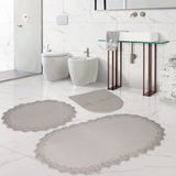 Bonny Home Venus Krem 3'Lu Dantelli Banyo Paspasi Seti Ceyizlik Klozet Takimi