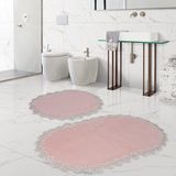 Bonny Home Venüs Pudra 2'li Dantelli Banyo Paspası Seti Çeyizlik Klozet Takımı - 75 x 55 cm