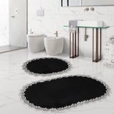 Bonny Home Venüs Siyah 2'li Dantelli Banyo Paspası Seti Çeyizlik Klozet Takımı - 75 x 55 cm
