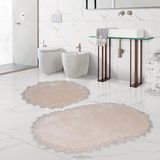 Bonny Home Venüs Vizon 2'li Dantelli Banyo Paspası Seti Çeyizlik Klozet Takımı - Açık Vizon