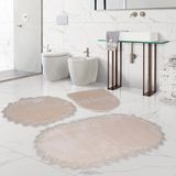 Bonny Home Venüs Vizon 3'lü Dantelli Banyo Paspası Seti Çeyizlik Klozet Takımı - 75 x 55 cm