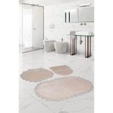 Bonny Home Venüs Vizon 3'lü Dantelli Banyo Paspası Seti, Klozet Takımı