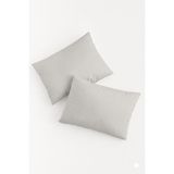 Bonny Home Vevra Gri Düz Renkli 2 Li Yastık Kılıfı Pamuklu Kumaş Fermuarlı - 50 X 70
