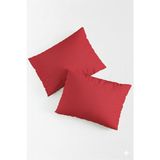 Bonny Home Vevra Kırmızı Düz Renkli 2 Li Yastık Kılıfı Pamuklu Kumaş Fermuarlı - 50 X 70