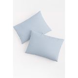 Bonny Home Vevra Mavi Düz Renkli 2 Li Yastık Kılıfı Pamuklu Kumaş Fermuarlı - 50 X 70