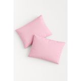 Bonny Home Vevra Pembe Düz Renkli 2 Li Yastık Kılıfı Pamuklu Kumaş Fermuarlı - 50 X 70