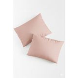 Bonny Home Vevra Pudra Düz Renkli 2 Li Yastık Kılıfı Pamuklu Kumaş Fermuarlı - 50 X 70
