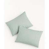 Bonny Home Vevra Yeşil Düz Renkli 2 Li Yastık Kılıfı Pamuklu Kumaş Fermuarlı - 50 X 70