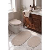 Bonny Home Vizon 3lü Fransız Dantelli Lüks Banyo Paspası Kaymaz Çeyizlik Oval Banyo Paspas Seti Lauris