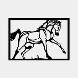 BONPERLA Galloping Horse Metal Duvar Sanatı – Dinamik Koşu At Silueti – Siyah Toz Boya Çelik Duvar Dekoru – Batı ve Rustik Ev Dekorasyonu (45 cm x 31 cm)