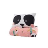 BONPERLA Hayvan Yatak Takımı, Tam/Çift Kişilik Yatak Örtüsü Seti, Panda Pembe Temalı Örtü, Çocuk Erkek Kız Çocuk Yatağı, (İkiz)