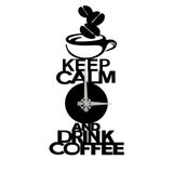 BONPERLA Keep Calm and Drink Kahve Duvar Saati - Kahve Fincanı ve Fasulye Tasarımlı Modern Siyah Sessiz Saat - Eşsiz Mutfak veya Kafe Duvar Dekoru (74,9 x 74,9 cm)