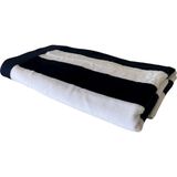 Bonperla Lacivert Beyaz Pamuk Kadife Plaj Şezlong Spa Otel Havlusu 80X190CM - Beyaz - Lacivert - 80 x 190 cm