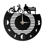 BONPERLA Modern Bisiklet ve Tezgah Silueti Duvar Saati - Minimalist Sayılarla Siyah Lazer Kesim Tasarım - Oturma Odası, Ofis veya Yatak Odası için Sessiz Kuvars Hareketli Dekoratif Saat (89,9 x 89,9