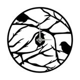 BONPERLA Modern Metal Duvar Saatleri - Ev, Ofis ve Benzersiz Dekor için Doğa Tasarımlarında Sessiz Tik Takmayan Dekoratif Sanat Parçaları - Siyah Koleksiyon (3 Kuş, 35,4 x 35,4 inç)