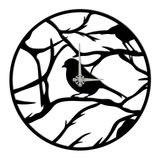 BONPERLA Modern Metal Duvar Saatleri - Ev, Ofis ve Benzersiz Dekor için Doğa Tasarımlarında Sessiz Tik Takmayan Dekoratif Sanat Parçaları - Siyah Koleksiyon (Kuş, 35,4 x 35,4 inç)