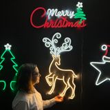 Bonperla Noel Dekorları Seti, Noel Duvar Sanatı, Neon Metal Duvar Sanatı, Işıklı Geyik, Yıldız, Ağaç, Mutlu Noeller Süslemeleri, Neon Duvar Tabelası, Ev Ofis Otel Pub Bar Kafe Duvar Dekoru (4'lü Set)