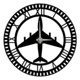 BONPERLA Uçak Duvar Saati - Pilot Dekor, Ofis veya Oturma Odası için Sessiz Romen Rakamlı Havacılık Saati - Seyahat Severler ve Havacılık Meraklıları için Benzersiz Hediye - Pille Çalışır (89,9 cm x